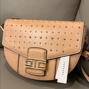Topshop Beige Studded Crossbody Bag
